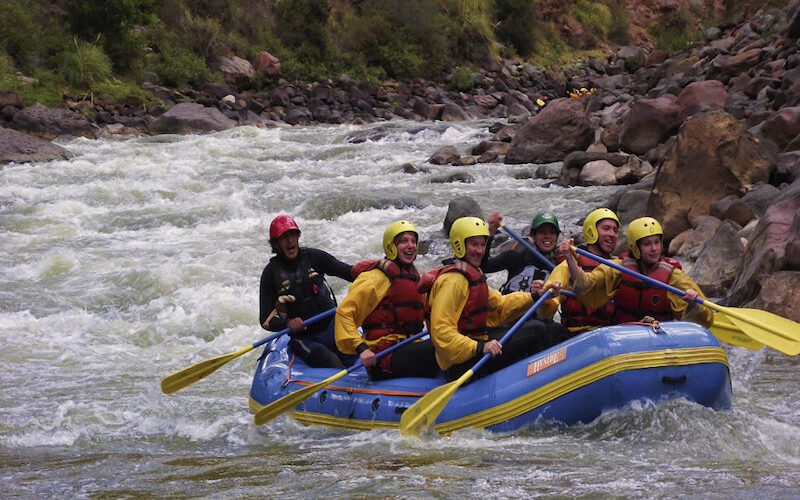 Rafting during the Inca jungle trek to Machu Picchu