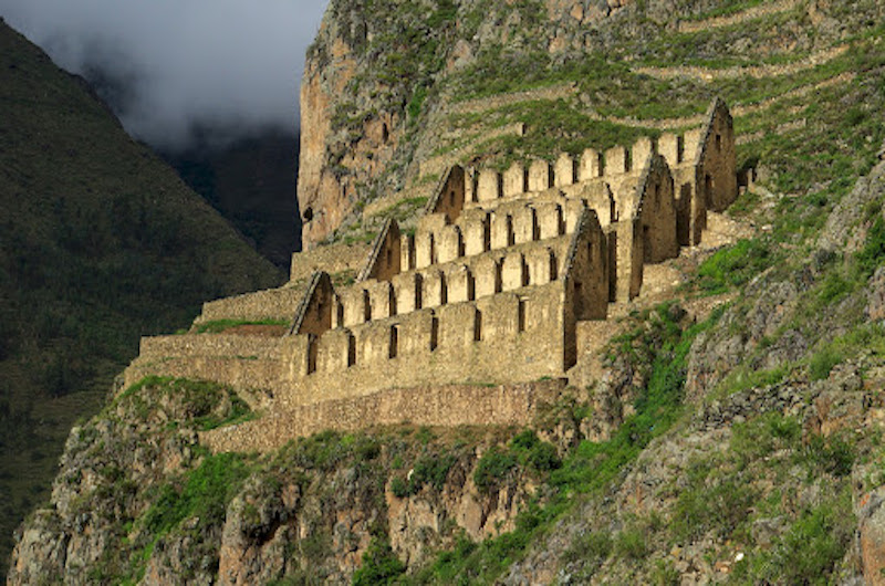 Inca warehouses near the ruins of Ollantaytambo