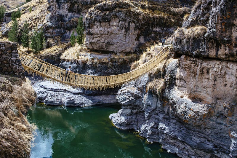 Qeswachaqa Inca bridge over the Apurimac river
