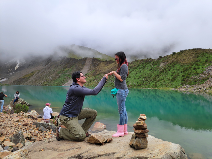 Wedding proposal at Laguna Humantay