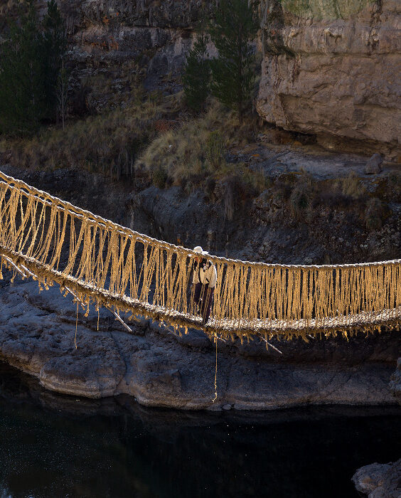 Qeswachaqa Inca bridge over the Apurimac river