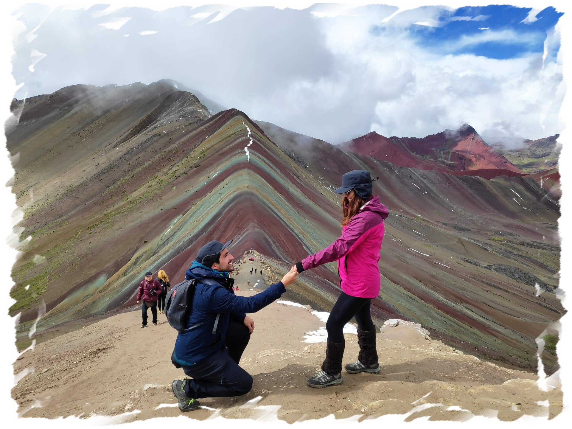 Marriage Proposal on the Rainbow Mountain.